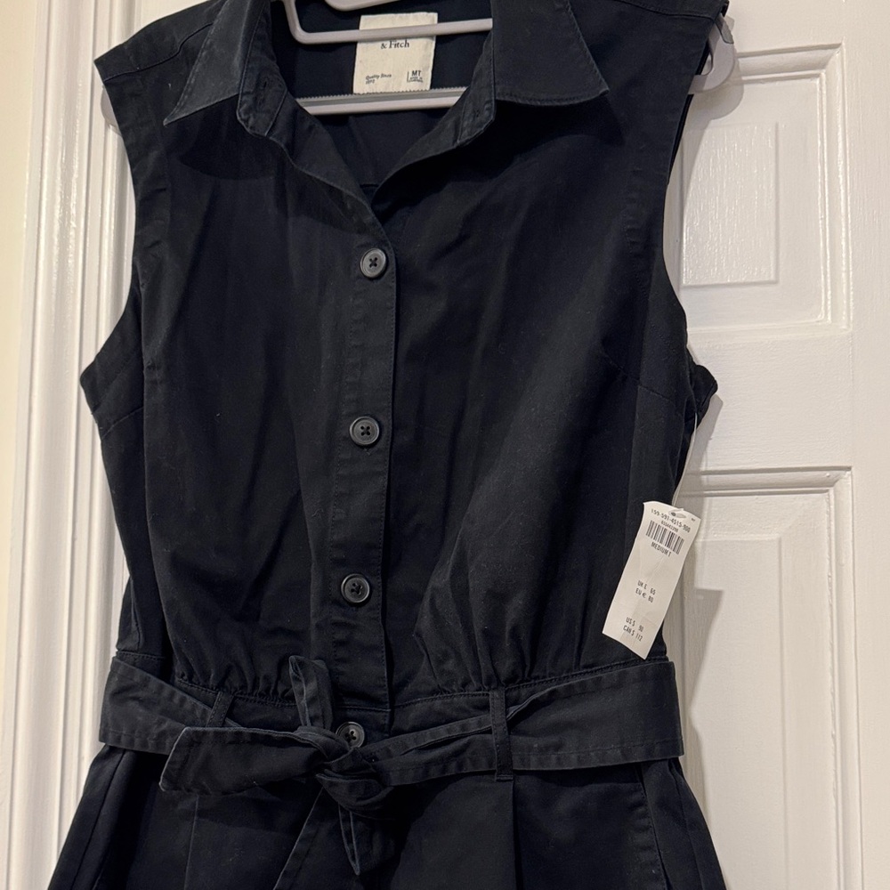 Abercrombie & Fitch Black Button-Up Utility Romper Size Medium TALL - Picture 4 of 5
